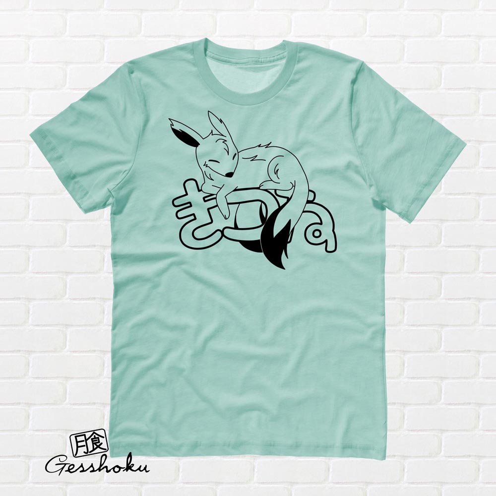 Sleepy Kitsune T-shirt - Mint