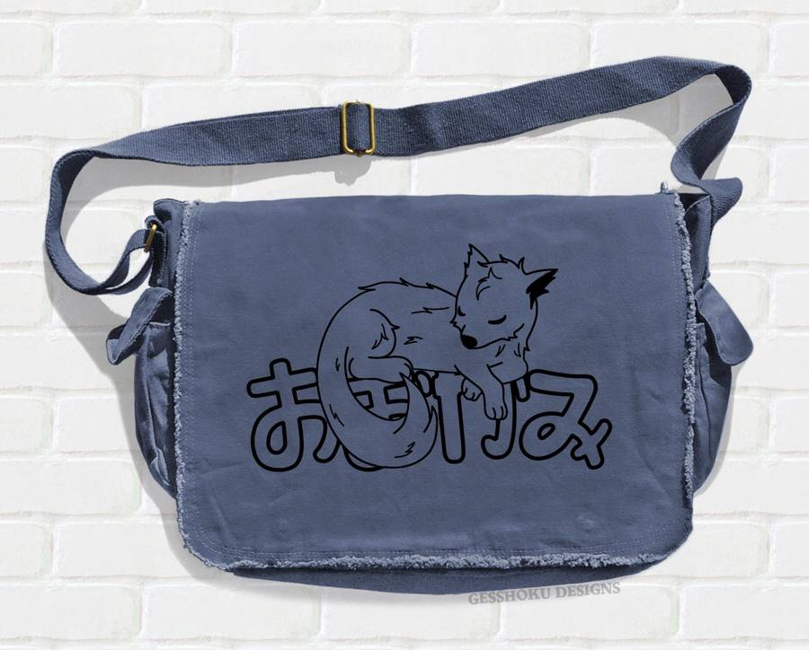 Sleepy Wolf Messenger Bag - Denim Blue