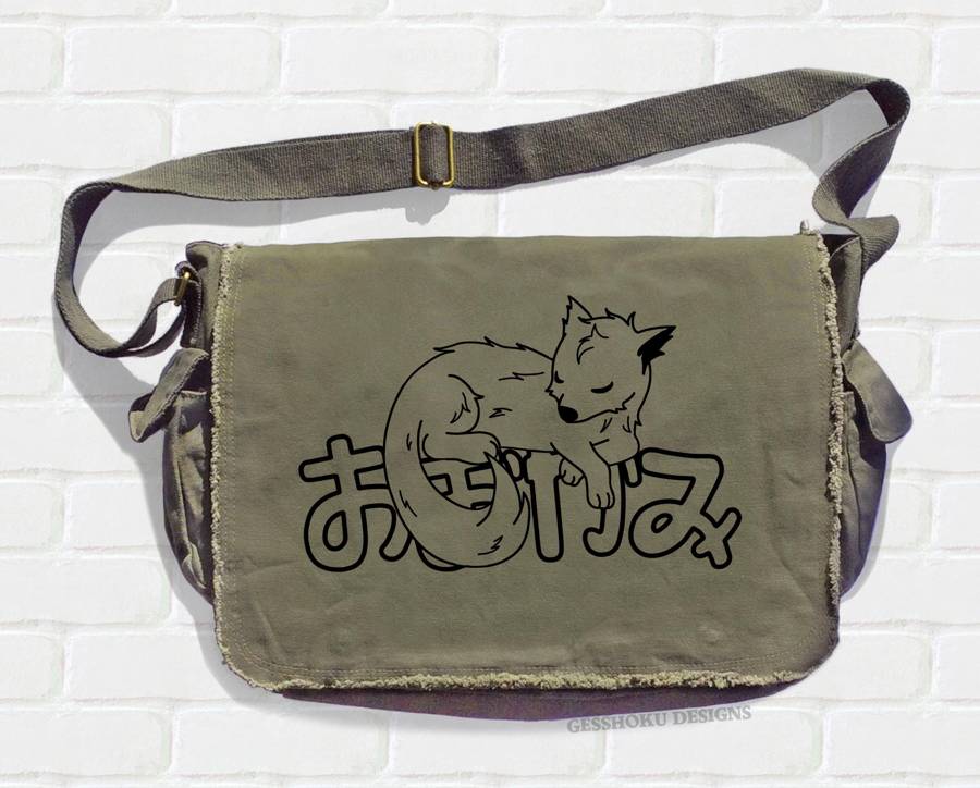 Sleepy Wolf Messenger Bag - Khaki Green