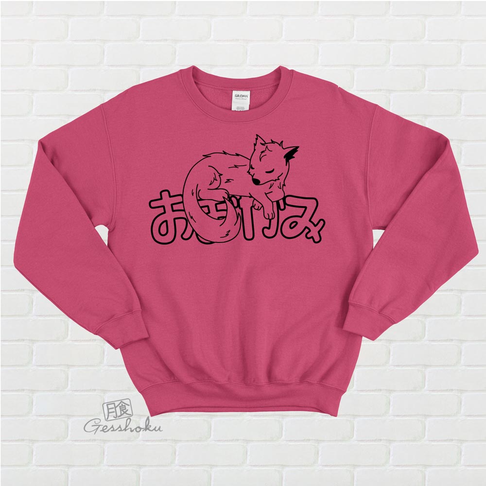 Sleepy Wolf Crewneck Sweatshirt - Hot Pink