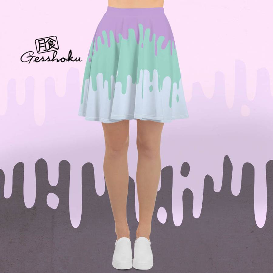 Slime Drips Flare Skirt - Ocean