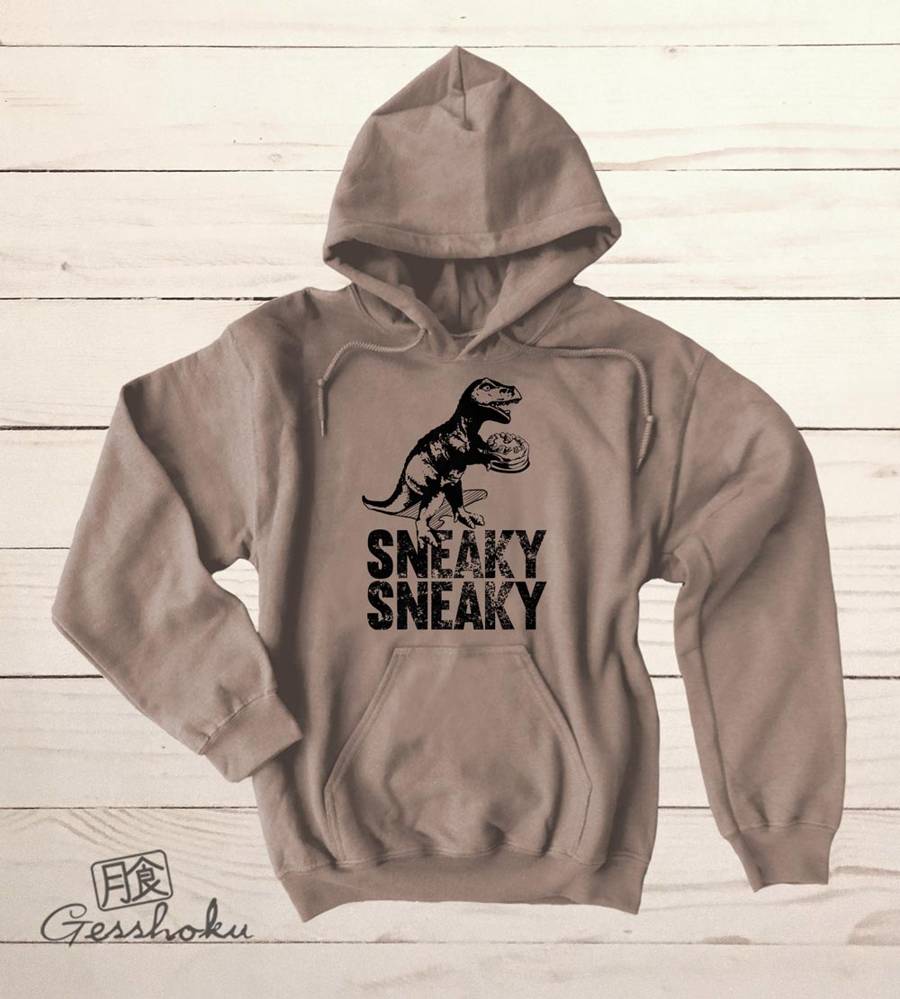 Sneaky Dino Pullover Hoodie - Khaki Brown