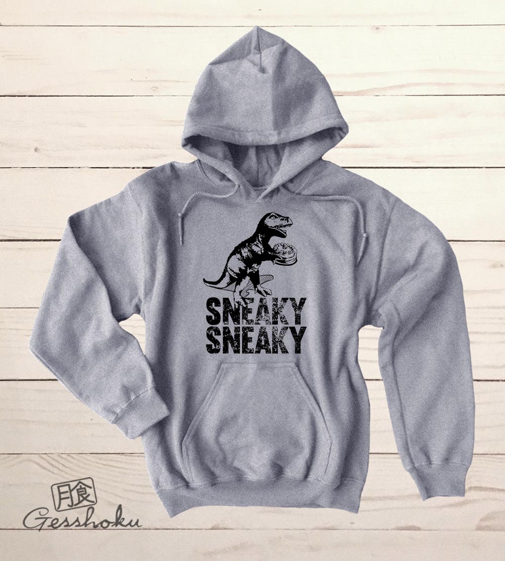Sneaky Dino Pullover Hoodie - Light Grey