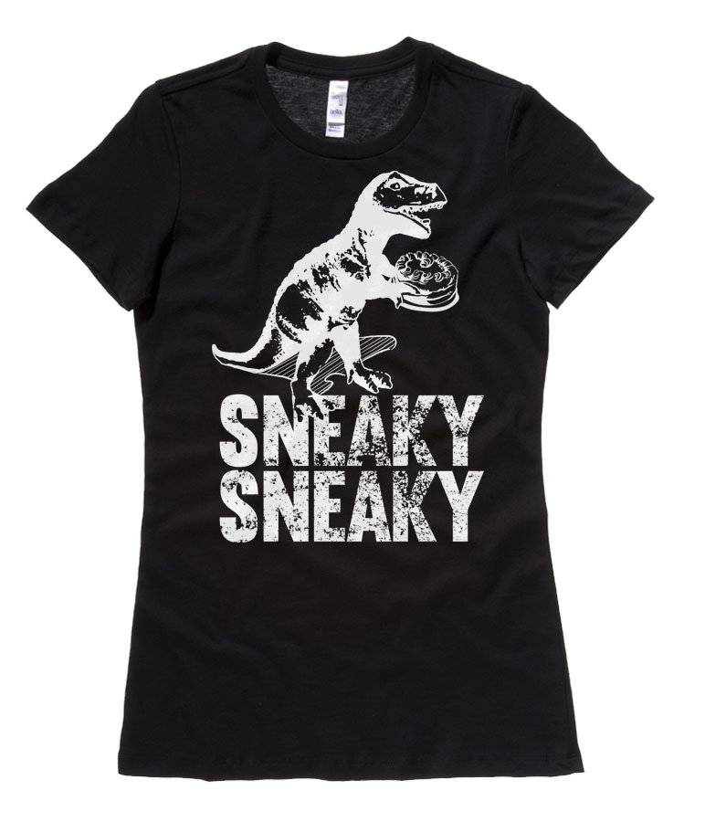 Sneaky Dino Ladies T-shirt - Black