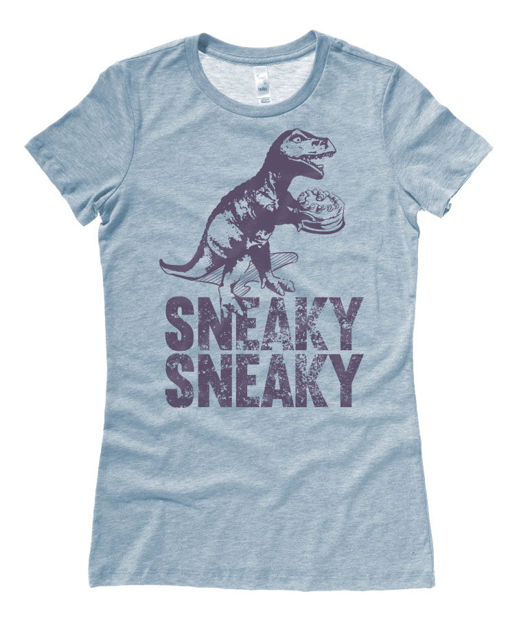 Sneaky Dino Ladies T-shirt - Heather Blue