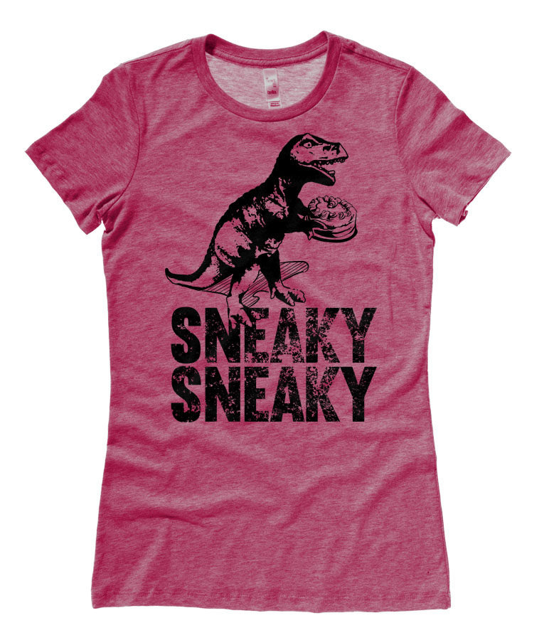 Sneaky Dino Ladies T-shirt - Heather Raspberry