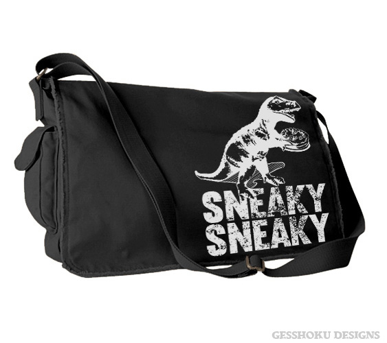 Sneaky Dino Messenger Bag - Black