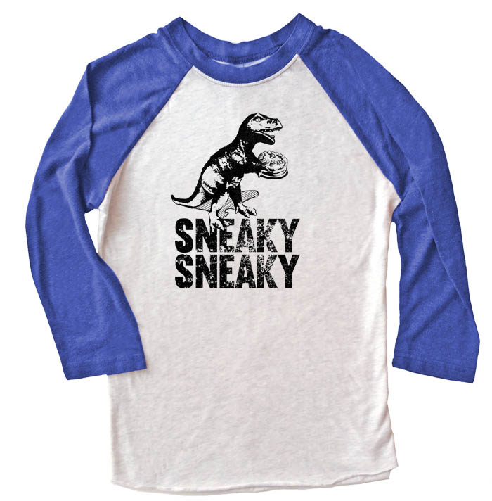 Sneaky Dino Raglan T-shirt 3/4 Sleeve - Royal Blue/White