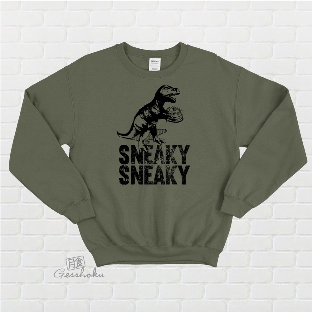 Sneaky Dino Crewneck Sweatshirt - Olive Green