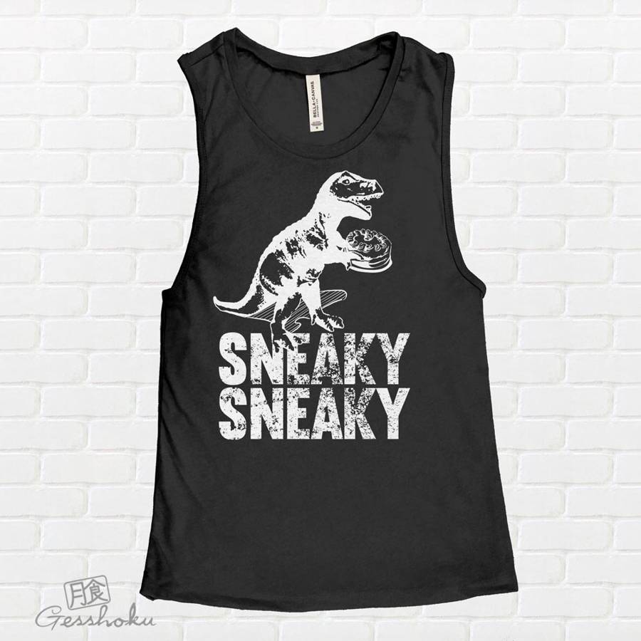 Sneaky Dino Sleeveless Tank Top - Black