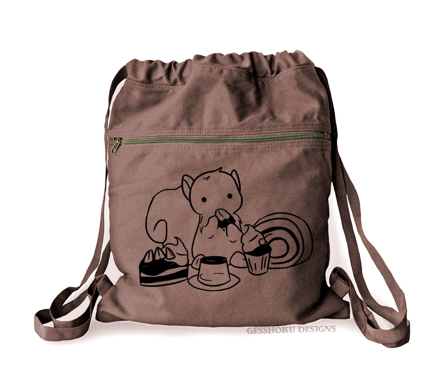 Squirrels and Sweets Cinch Backpack - Brown