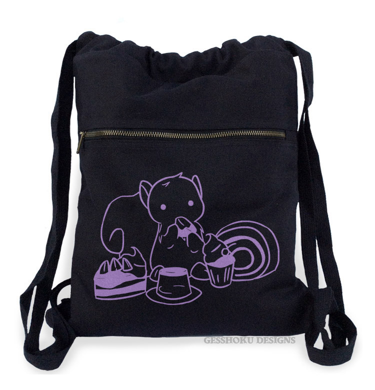 Squirrels and Sweets Cinch Backpack - Black