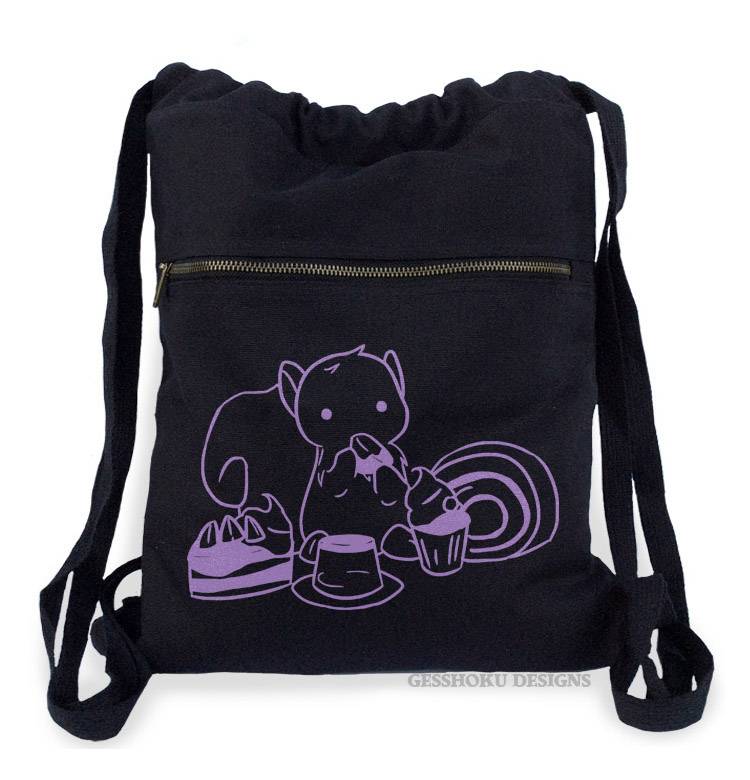 Squirrels and Sweets Cinch Backpack - Black