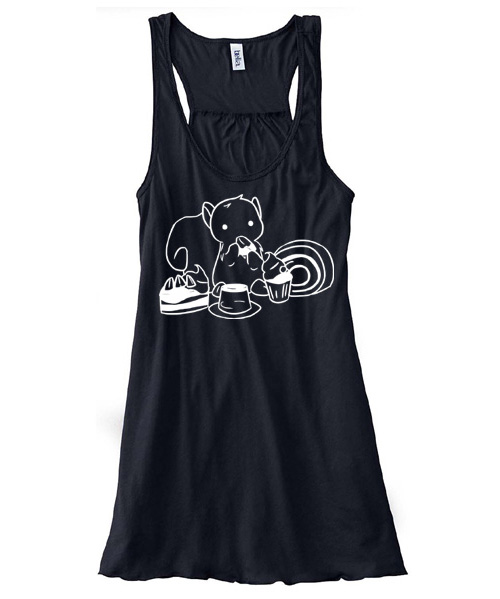 Squirrels and Sweets Flowy Tank Top - Black