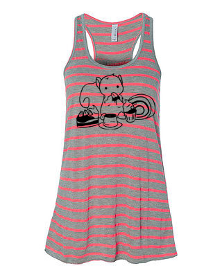 Squirrels and Sweets Flowy Tank Top - Pink/Grey Stripe