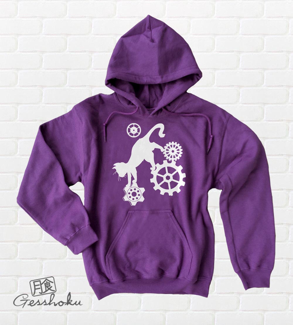 Steampunk Cat Pullover Hoodie - Purple