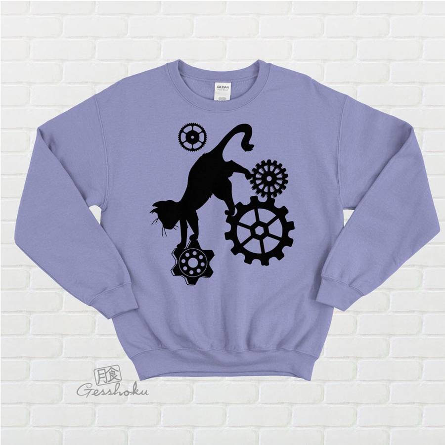 Steampunk Cat Crewneck Sweatshirt - Violet