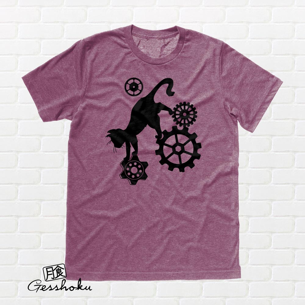 Steampunk Cat T-shirt - Heather Maroon