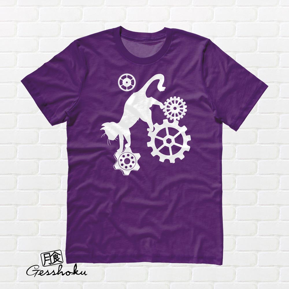 Steampunk Cat T-shirt - Purple