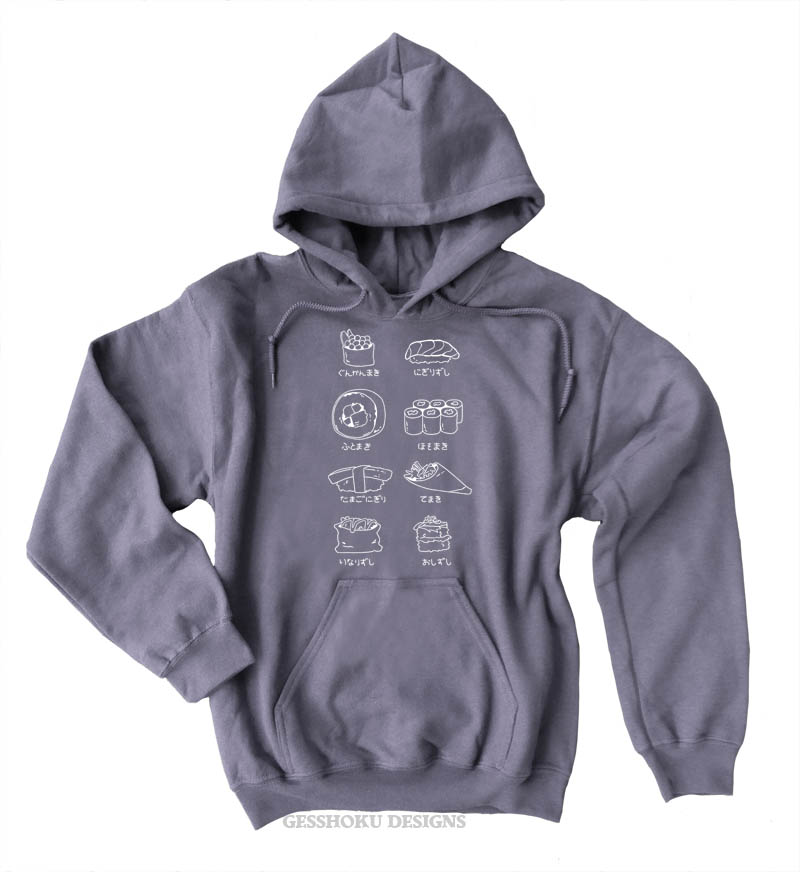 Sushi Types Pullover Hoodie - Charcoal Grey