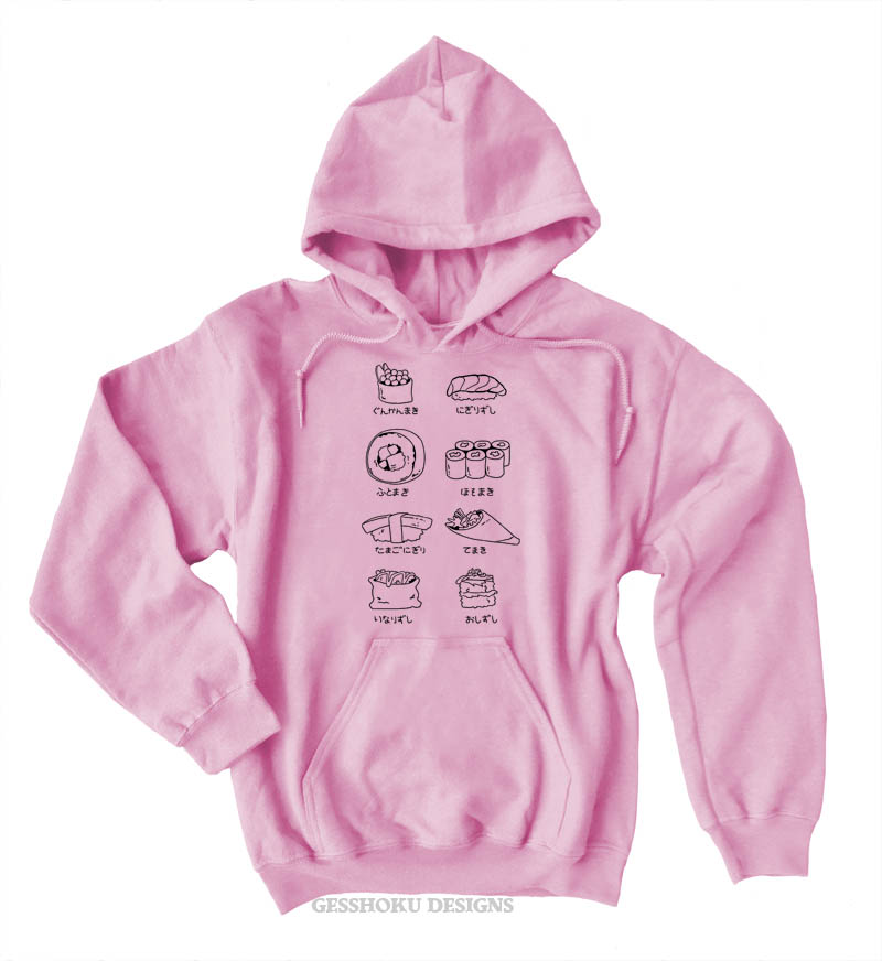 Sushi Types Pullover Hoodie - Light Pink