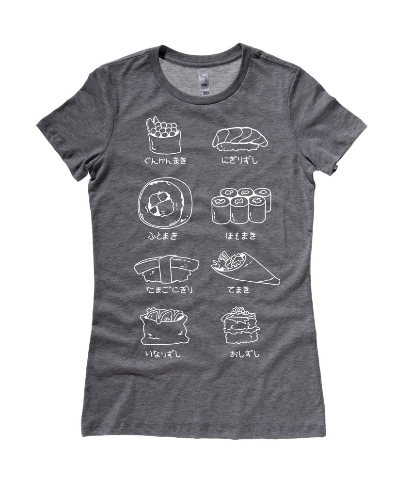 Sushi Types Ladies T-shirt - Charcoal Grey