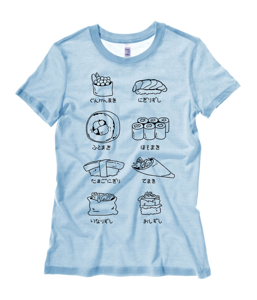 Sushi Types Ladies T-shirt - Light Blue