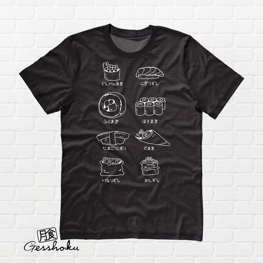 Sushi Types T-shirt - Black