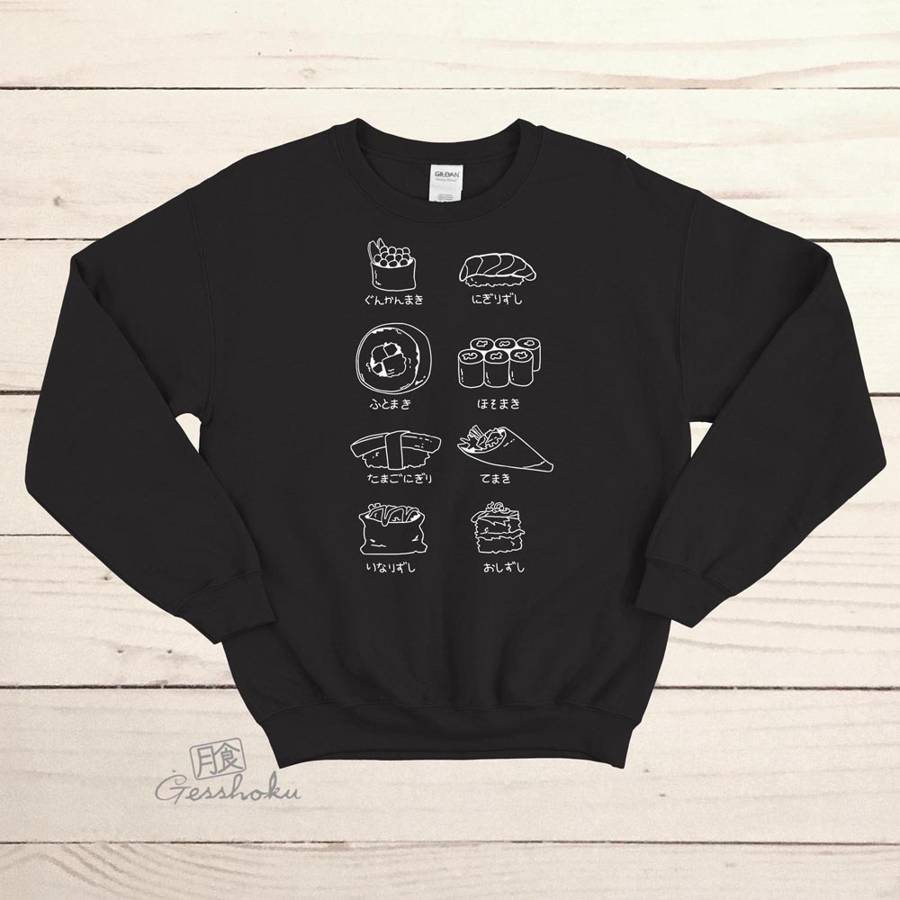 Sushi Types Crewneck Sweatshirt - Black