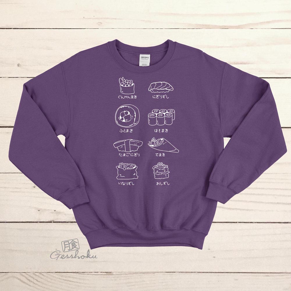 Sushi Types Crewneck Sweatshirt - Purple