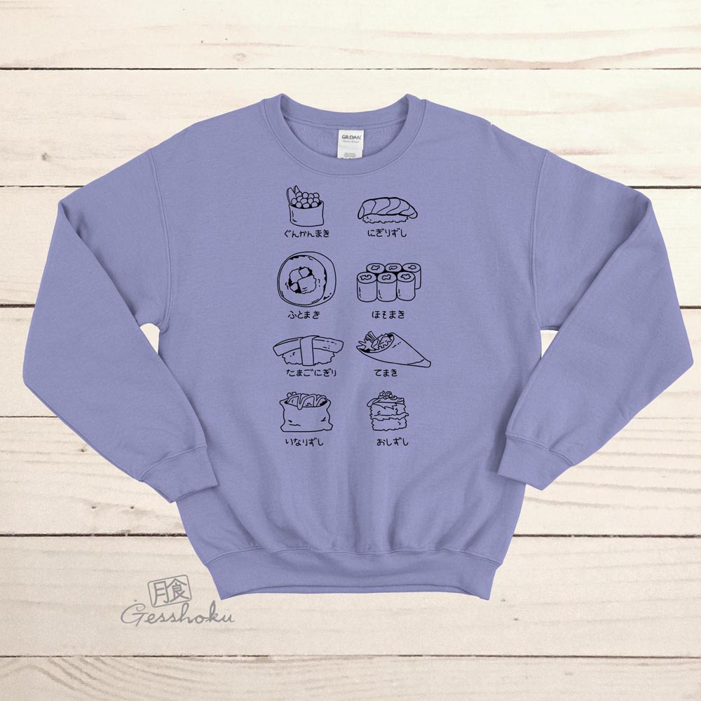 Sushi Types Crewneck Sweatshirt - Violet