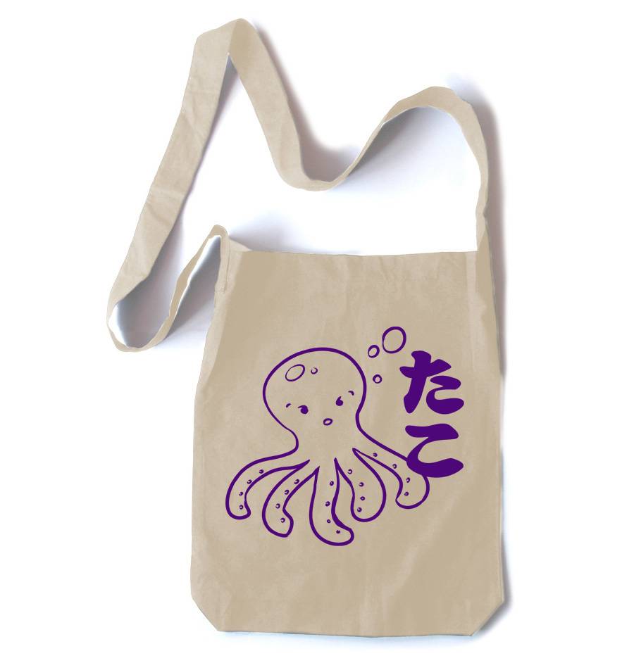 I Love TAKO Kawaii Octopus Crossbody Tote Bag - Natural
