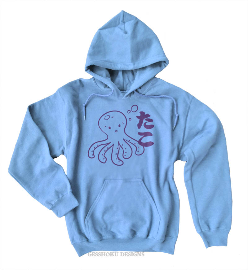 I Love TAKO - Kawaii Octopus Pullover Hoodie - Light Blue