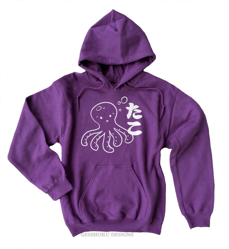 I Love TAKO - Kawaii Octopus Pullover Hoodie - Purple