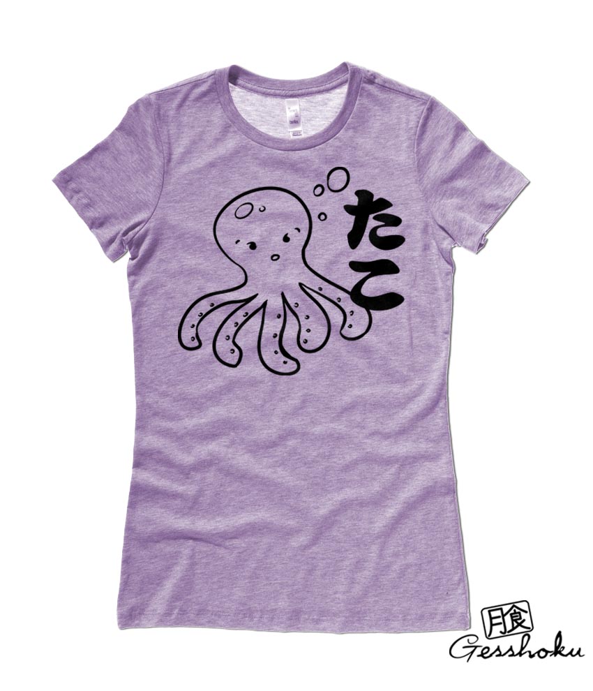 I Love TAKO - Kawaii Octopus Ladies T-shirt - Heather Purple