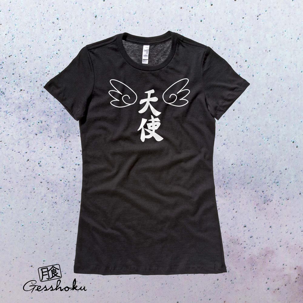 Tenshi Angel Kanji Ladies T-shirt - Black