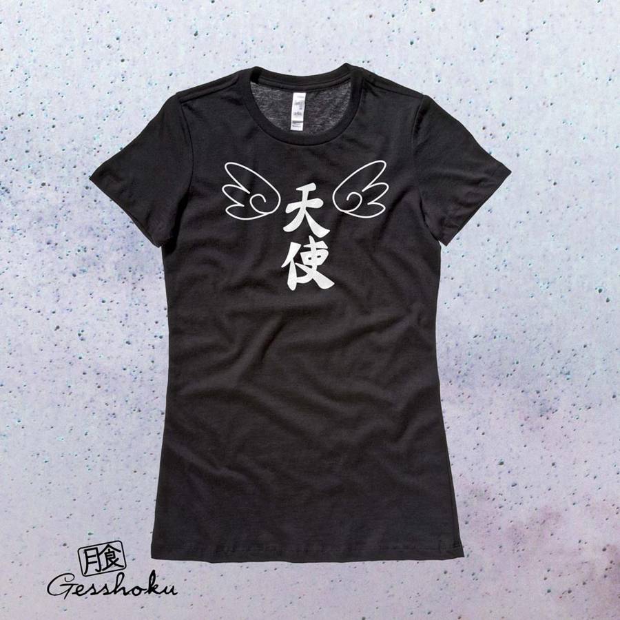 Tenshi Angel Kanji Ladies T-shirt - Black