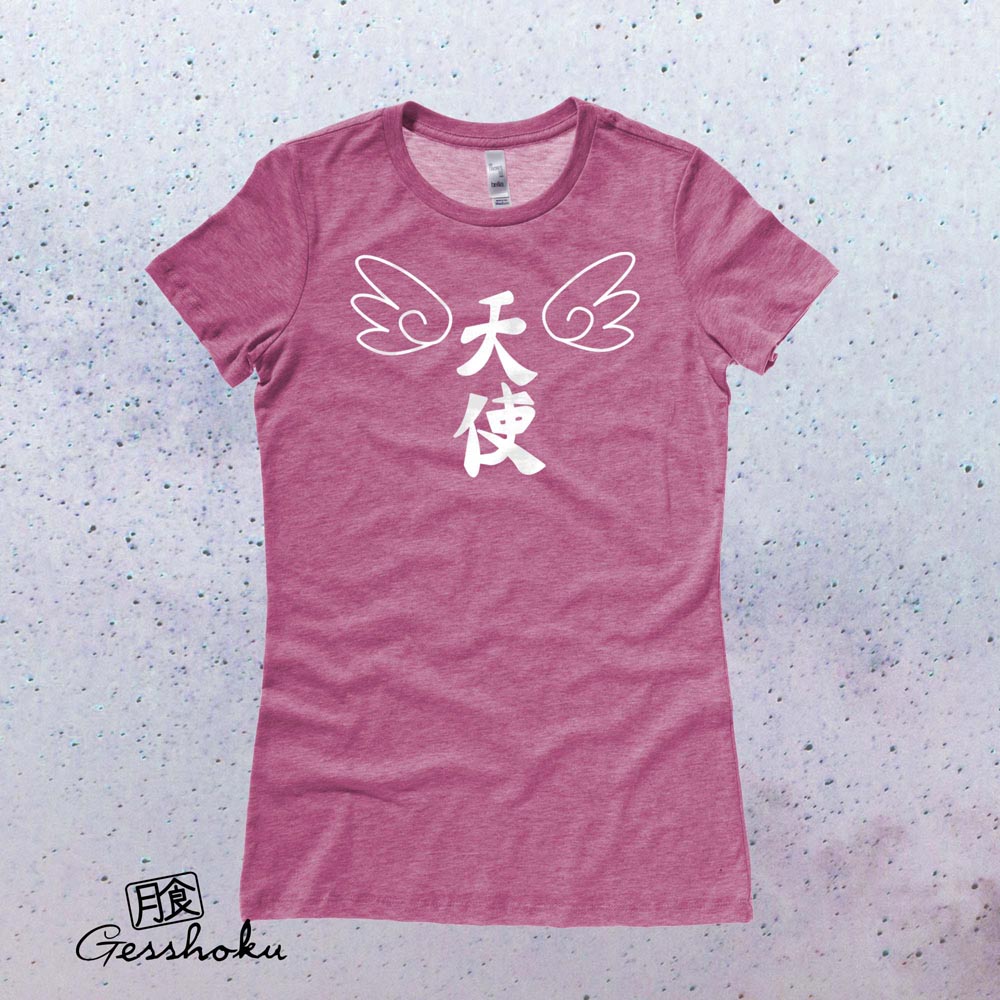 Tenshi Angel Kanji Ladies T-shirt - Heather Raspberry
