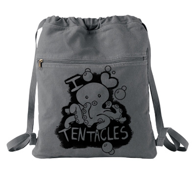 I Love Tentacles Cinch Backpack - Smoke Grey