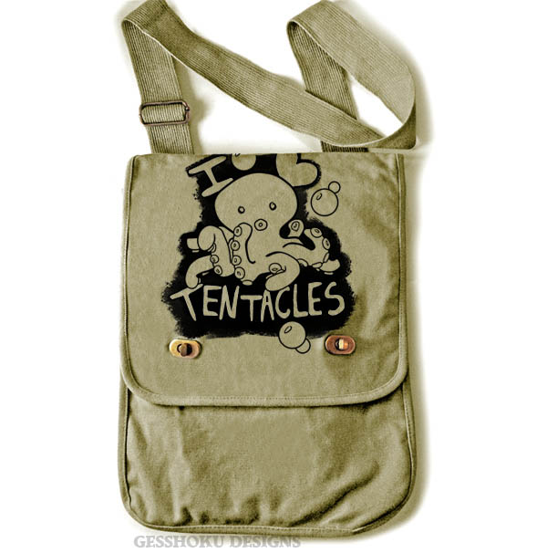 I Love Tentacles Field Bag - Khaki Green