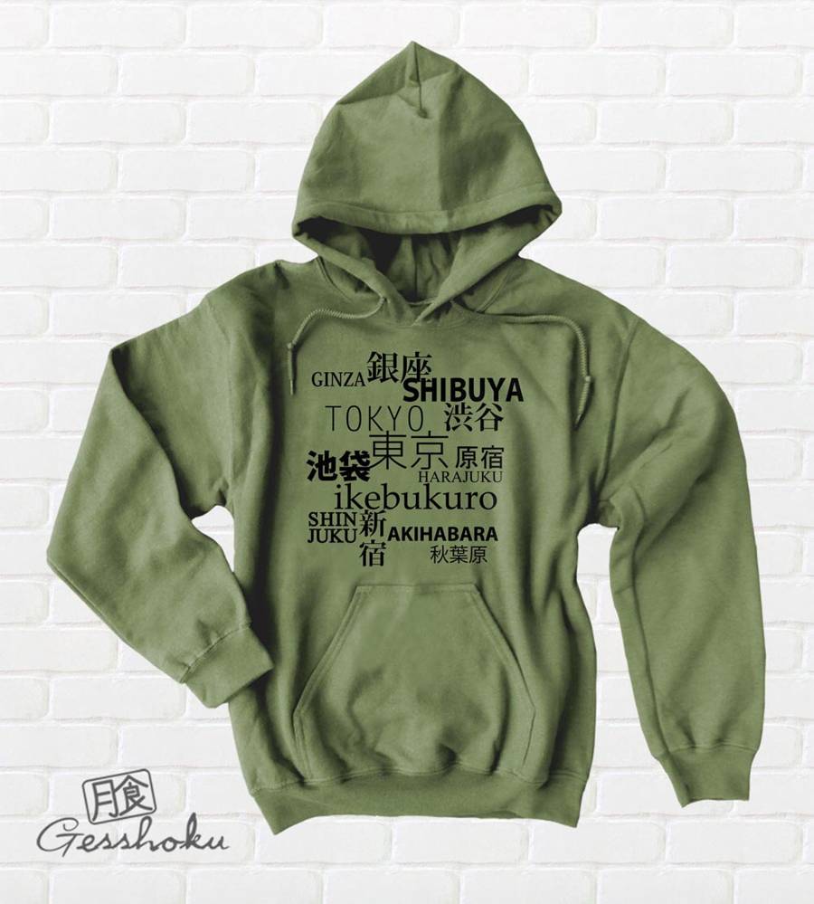 Tokyo Love Pullover Hoodie - Olive Green