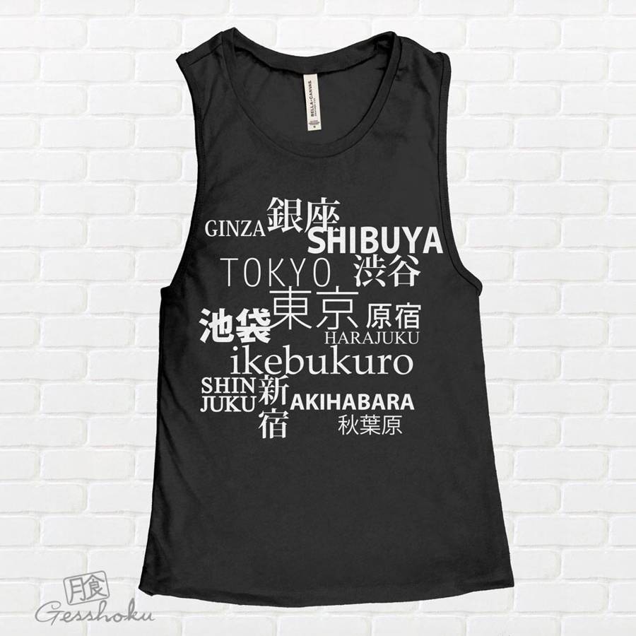 Tokyo Love Sleeveless Tank Top - Black