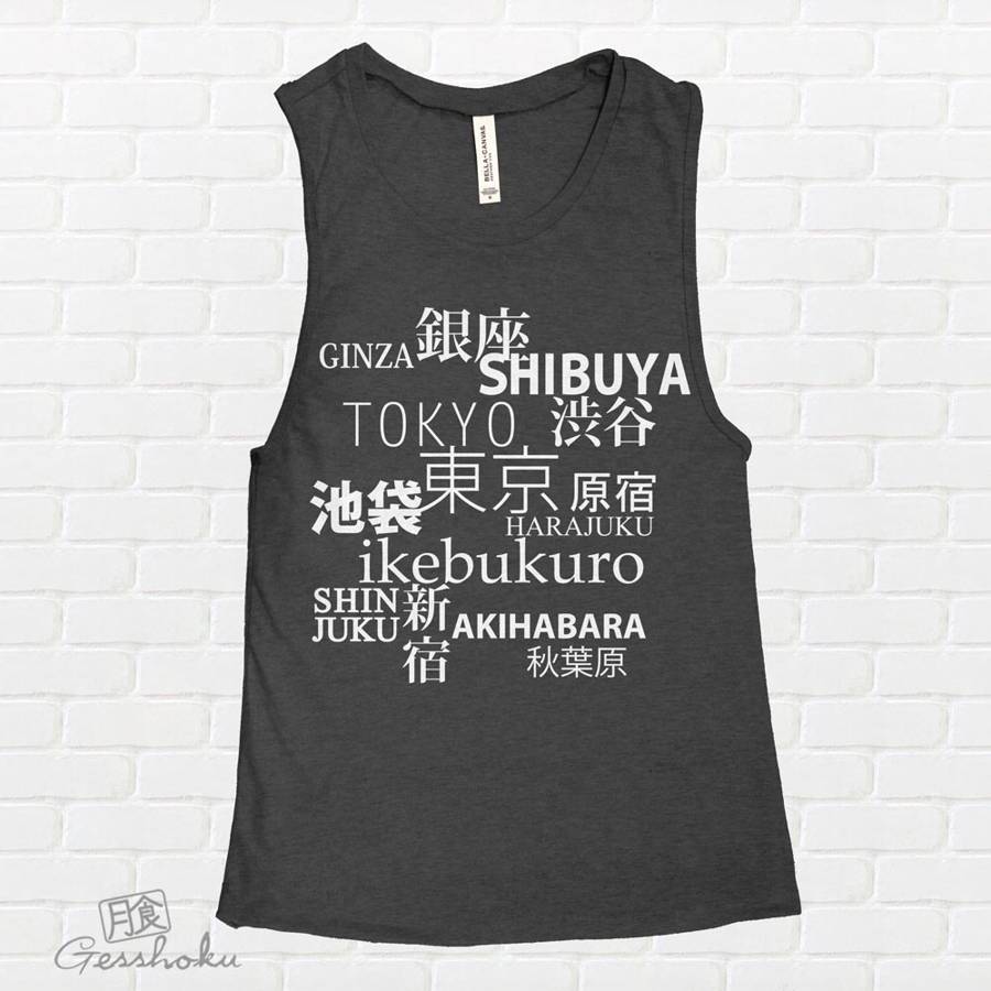 Tokyo Love Sleeveless Tank Top - Deep Heather Grey