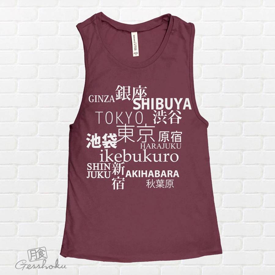 Tokyo Love Sleeveless Tank Top - Maroon