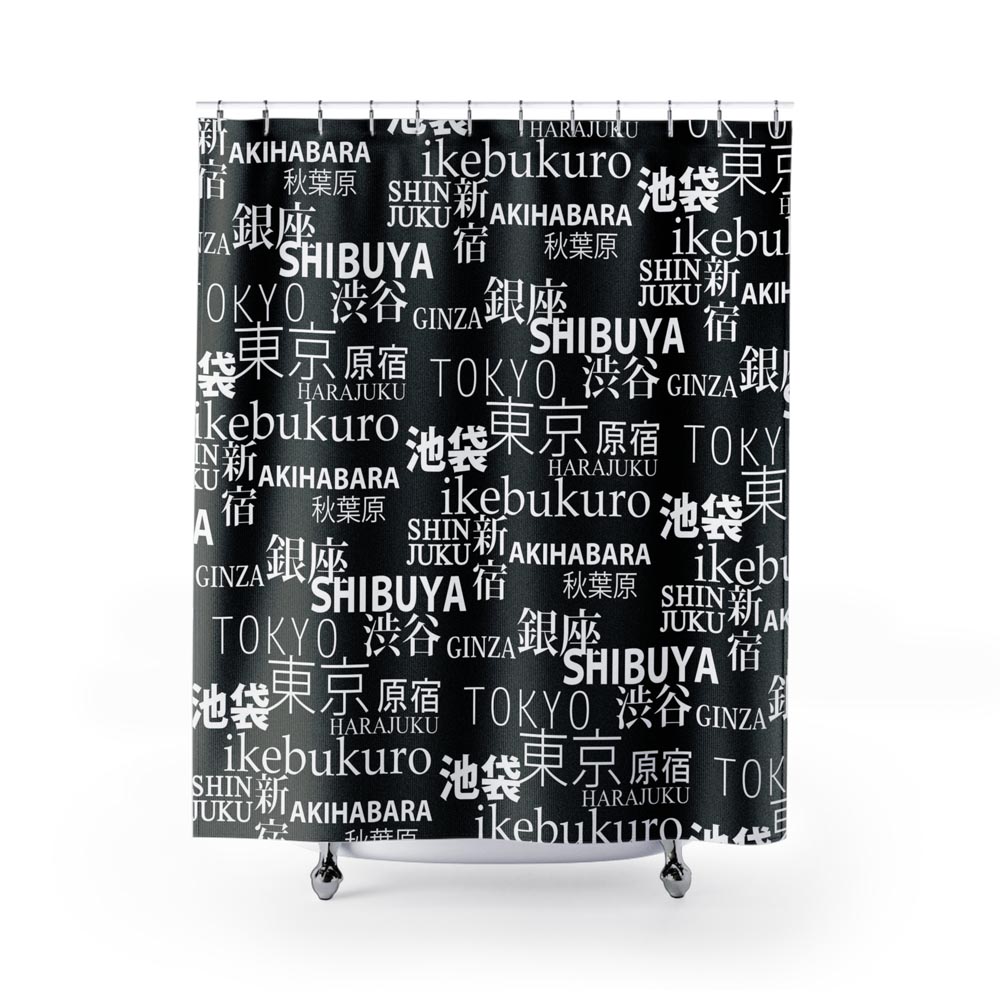 Tokyo Love Shower Curtain - Black