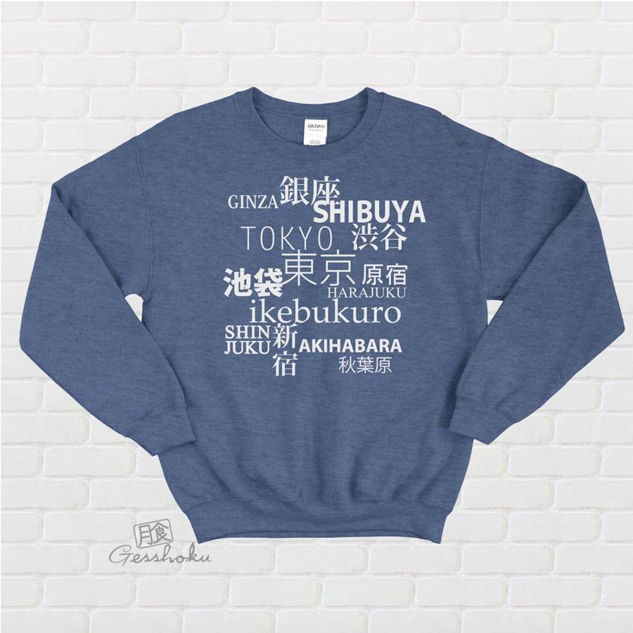 Tokyo Love Crewneck Sweatshirt - Heather Blue