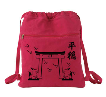 Tranquility Shrine Gate Cinch Backpack - Red