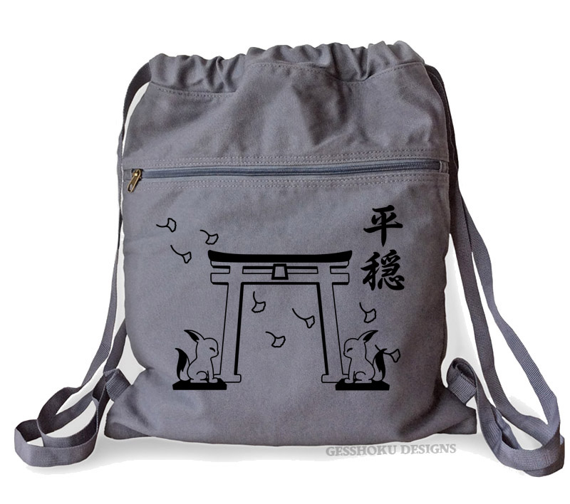 Tranquility Shrine Gate Cinch Backpack - Smoke Grey