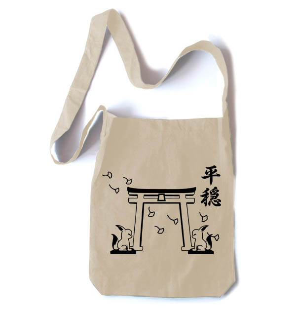 Tranquility Shrine Gate Crossbody Tote Bag - Natural