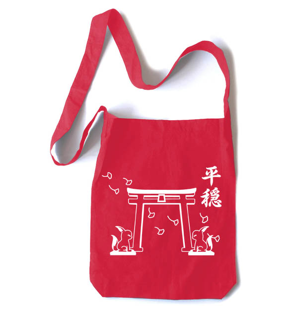 Tranquility Shrine Gate Crossbody Tote Bag - Red